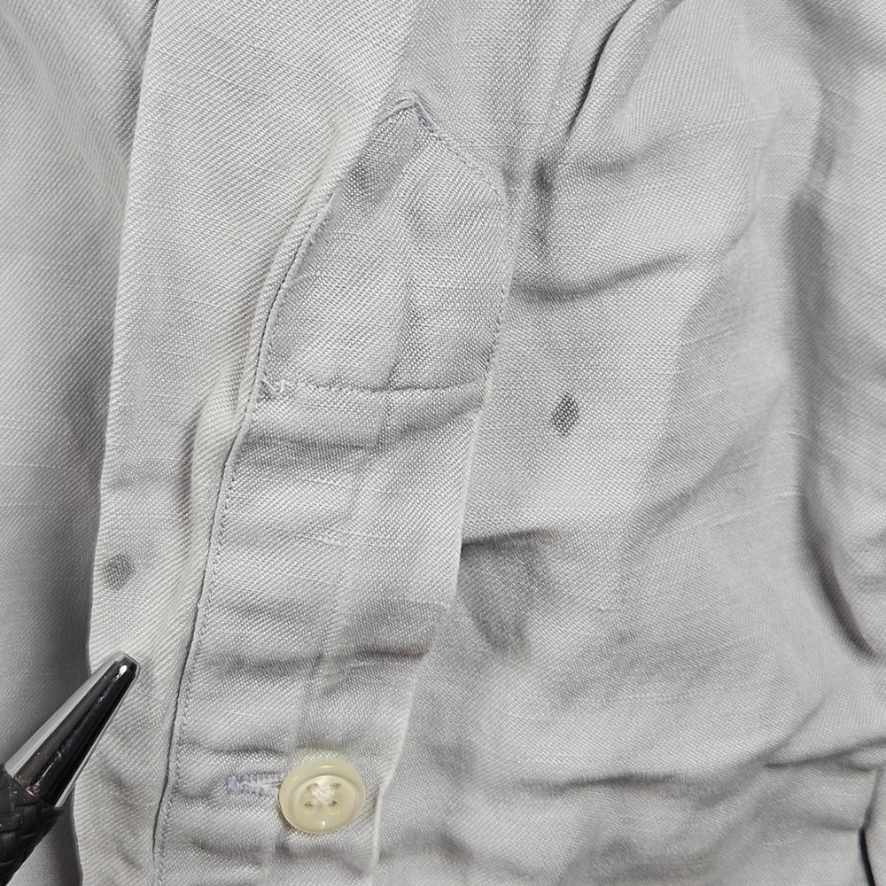 Ralph Lauren Button Down Shirt Mens XL Grey Silk Linen Blend Blake Pony Logo - Picture 6 of 9
